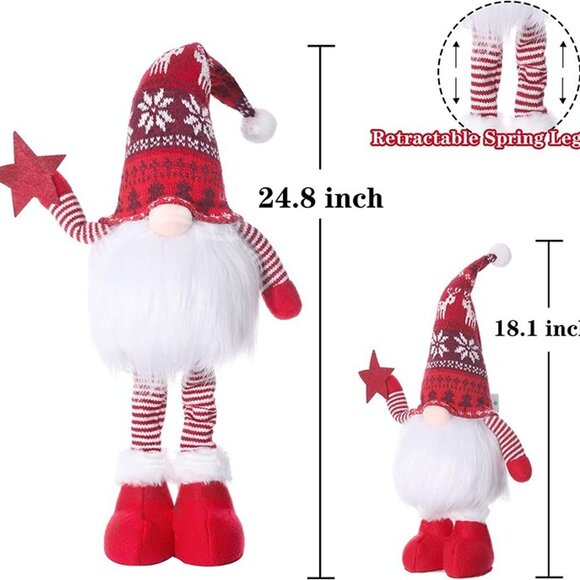 NEW 2Pcs 24.8 Inch Large Size Lighted Standing Christmas Gnomes Decorations - Picture 4 of 9